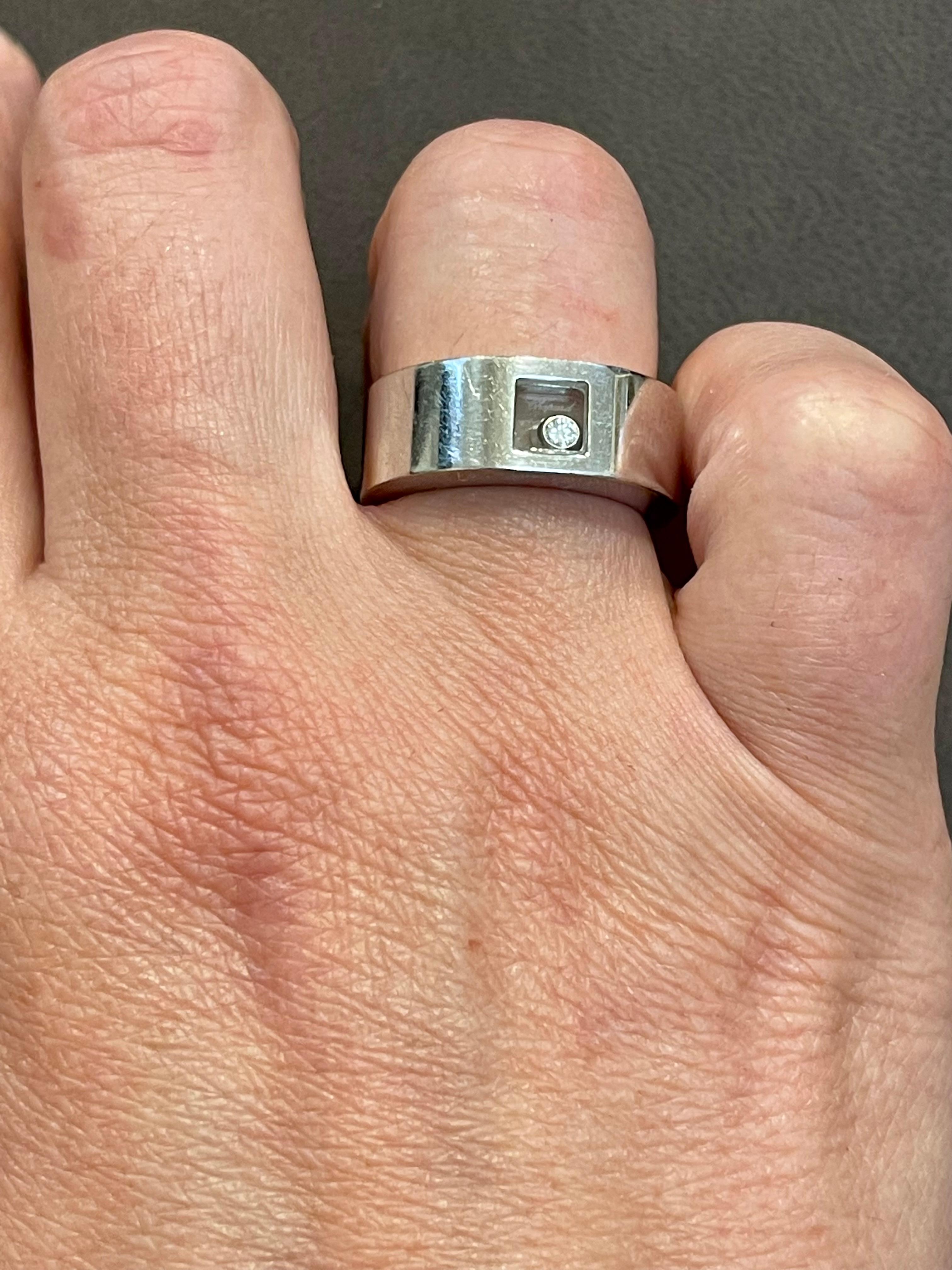 Chopard Happy Diamond Anillo de diamantes flotantes de oro blanco de 18 quilates, Estate en venta 12