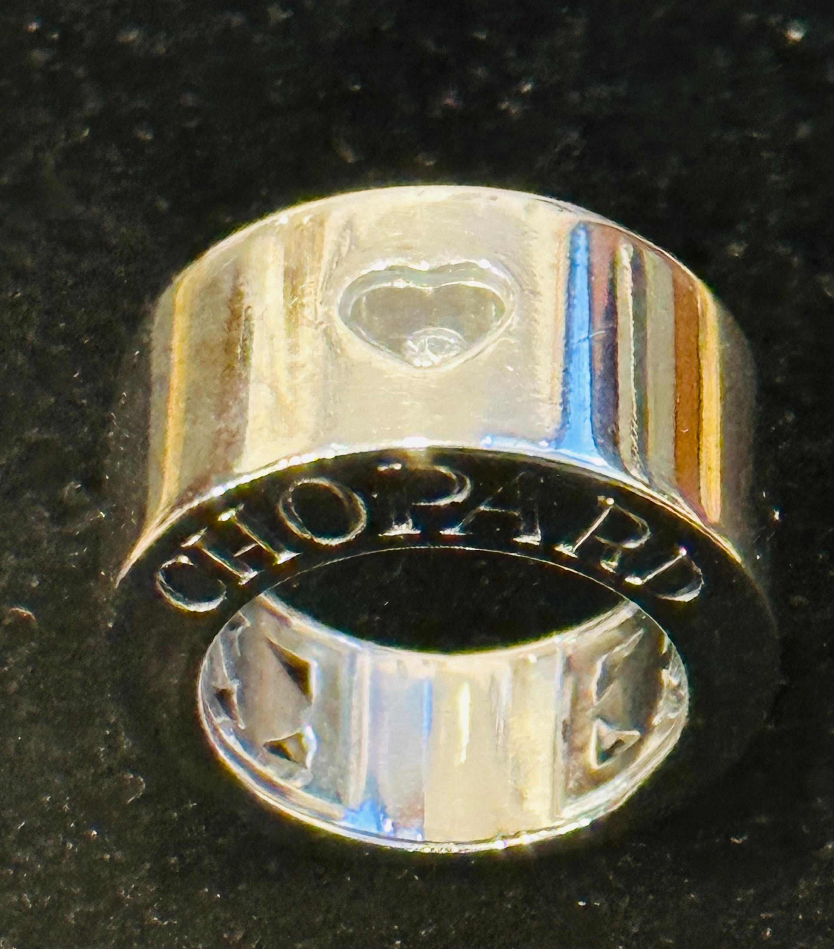 Chopard Happy Diamond 18k White Gold Floating Diamond Ring, Estate For Sale 9