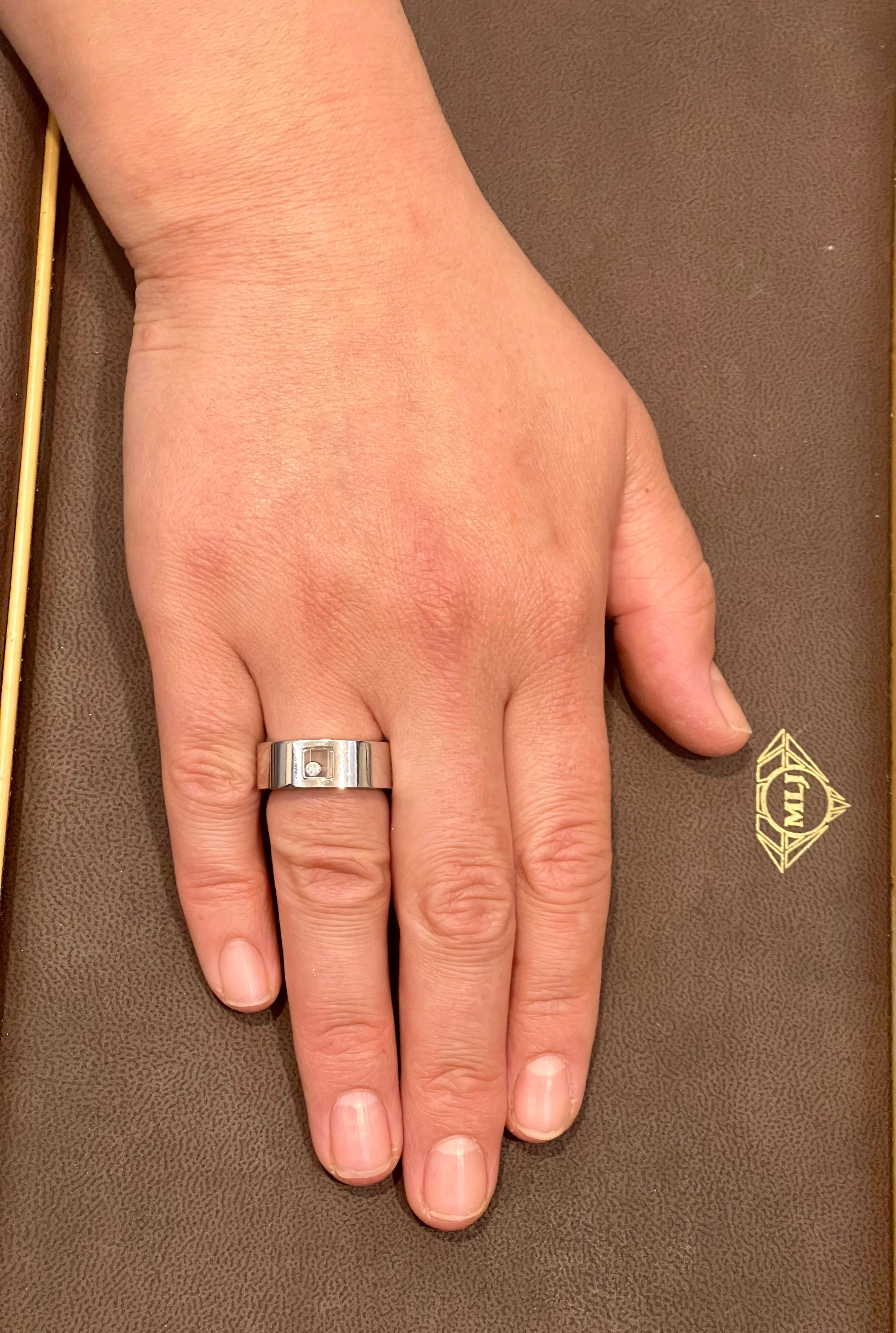 Chopard Happy Diamond 18K White Gold Floating Diamond Ring, Estate For Sale 11