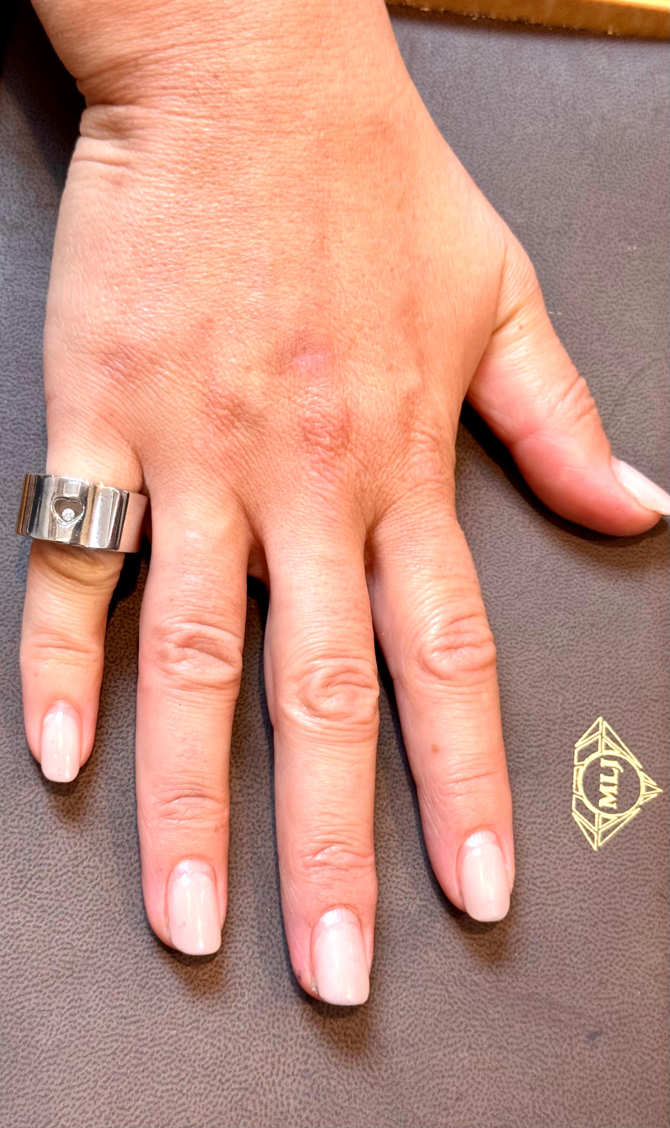 Chopard Happy Diamond Anillo de diamantes flotantes de oro blanco de 18k, Estate en venta 14