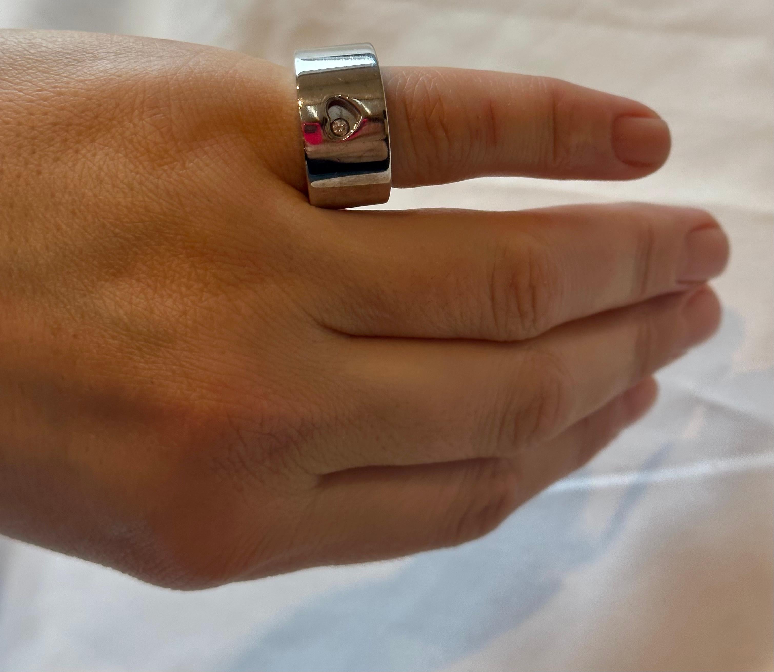 Chopard Happy Diamond Anillo de diamantes flotantes de oro blanco de 18k, Estate en venta 13
