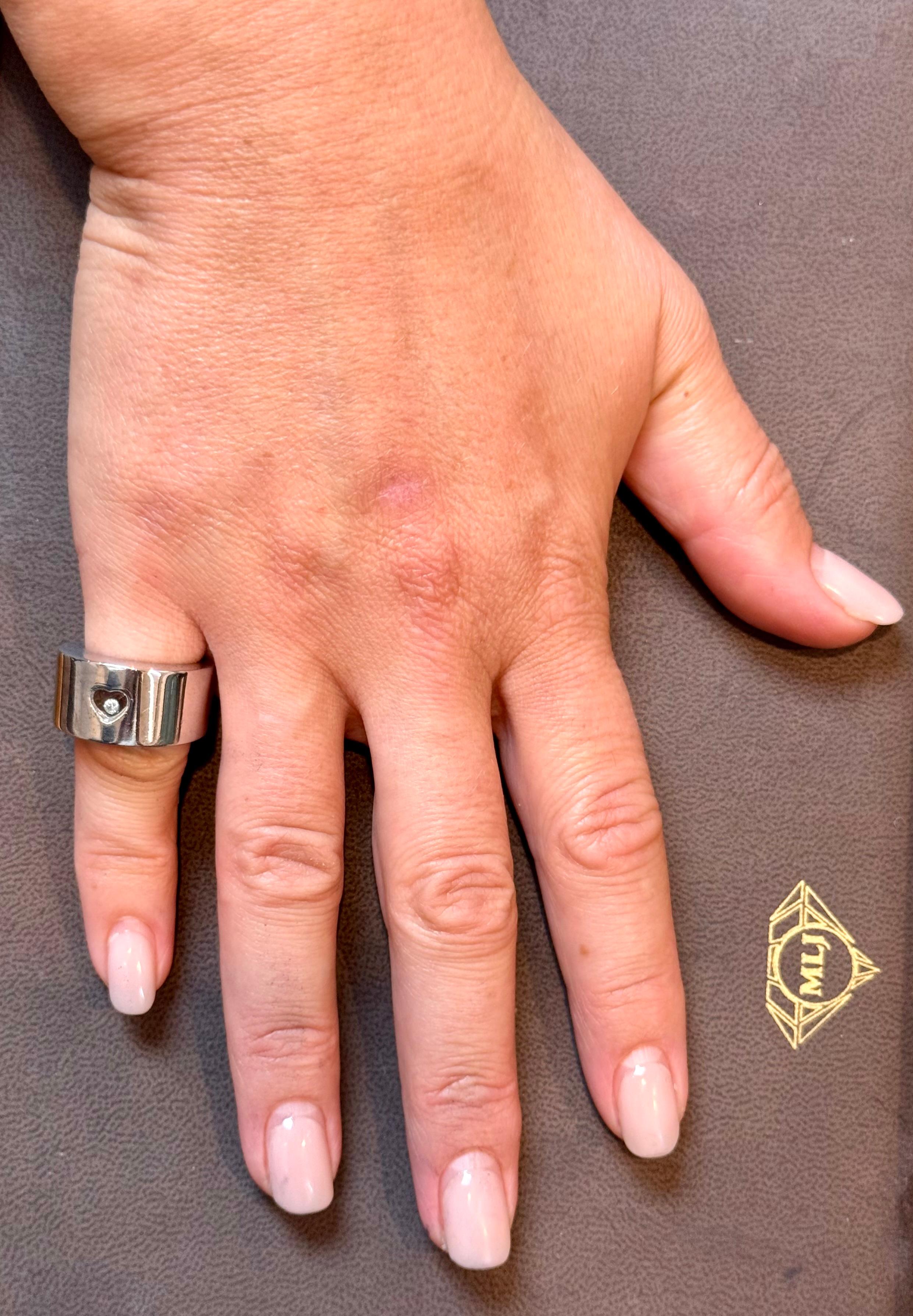 Chopard Happy Diamond Anillo de diamantes flotantes de oro blanco de 18k, Estate en venta 15