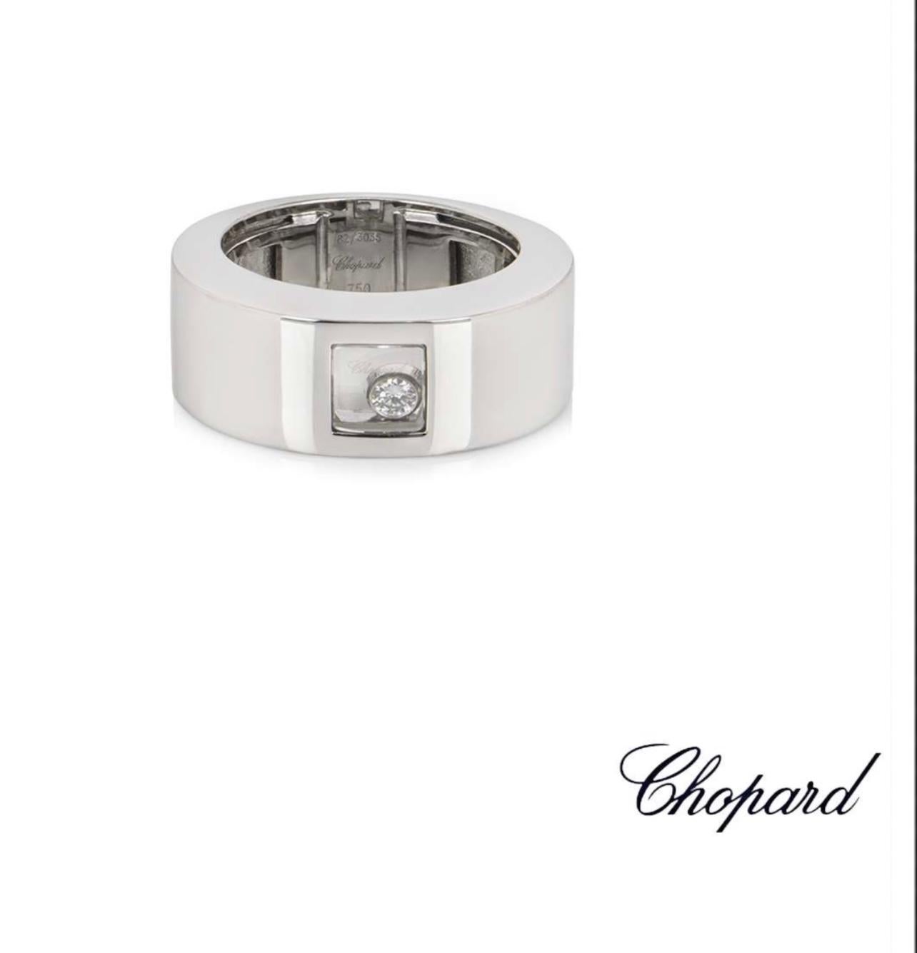 Chopard, bague Happy Diamond en or blanc 18 carats et diamants flottants, succession Excellent état - En vente à New York, NY
