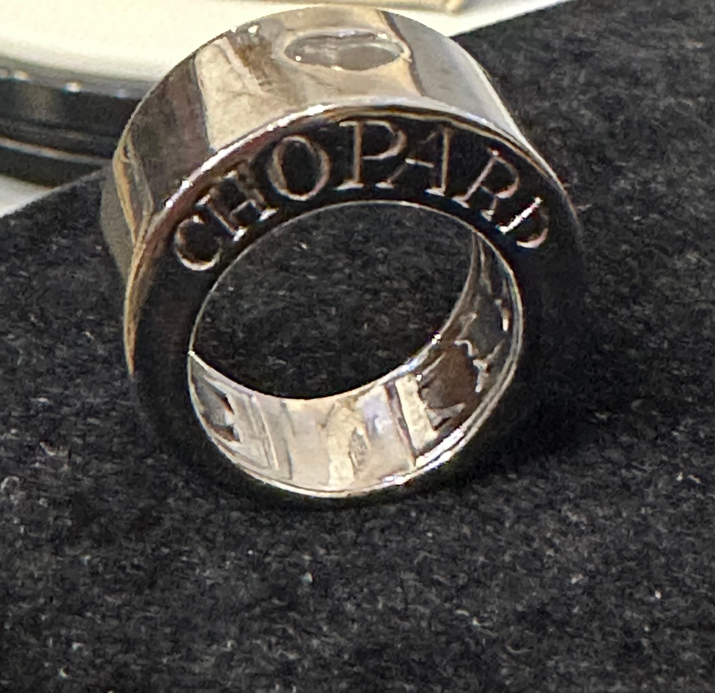 Women's or Men's Chopard Happy Diamond 18k White Gold Floating Diamond Ring, Estate For Sale