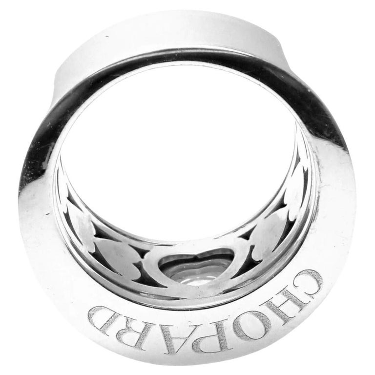Chopard Happy Diamond 18k White Gold Floating Diamond Ring, Estate For Sale at 1stDibs