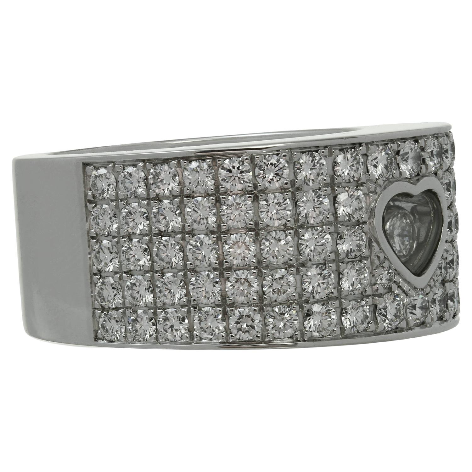 Chopard Happy Diamond 18k White Gold Wide Ring For Sale 1