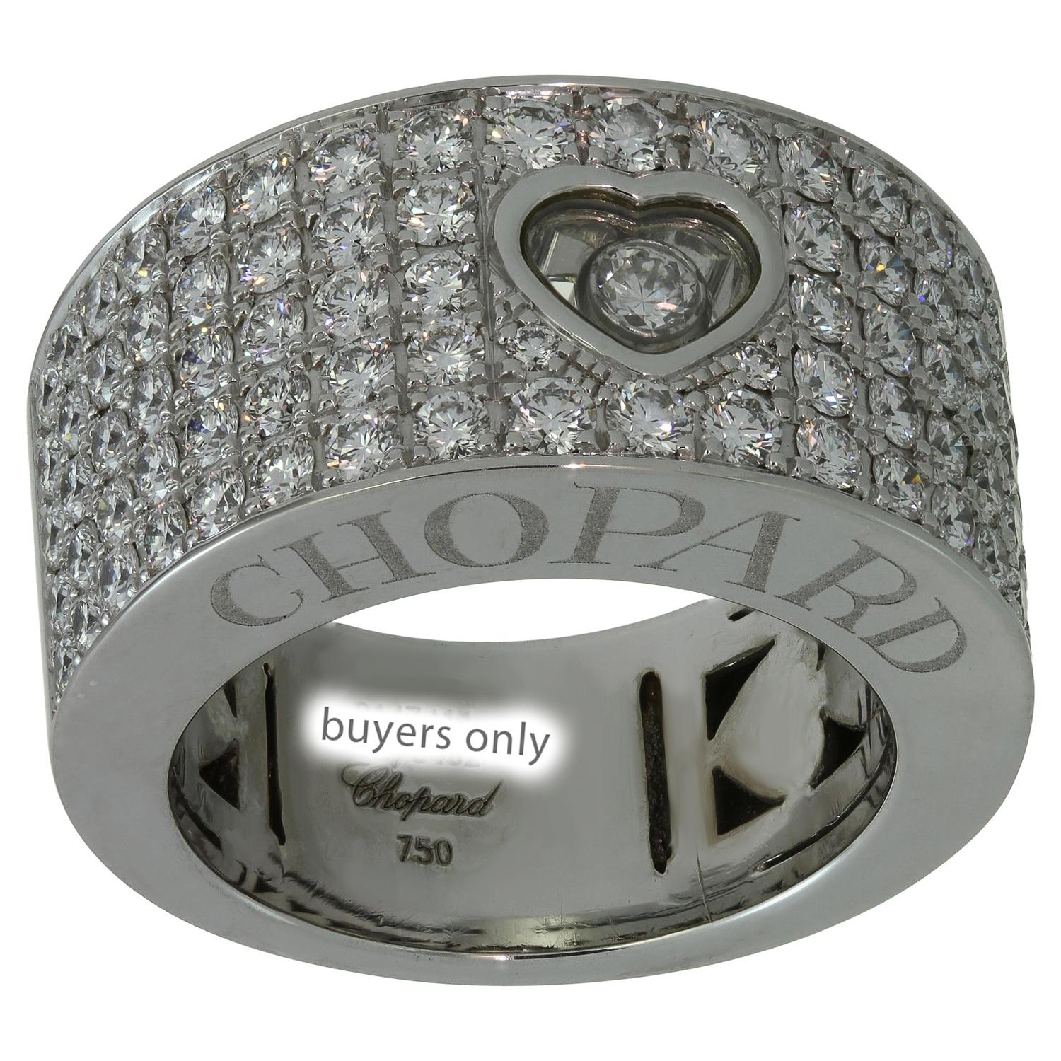 Chopard Happy Diamond 18k White Gold Wide Ring For Sale 3