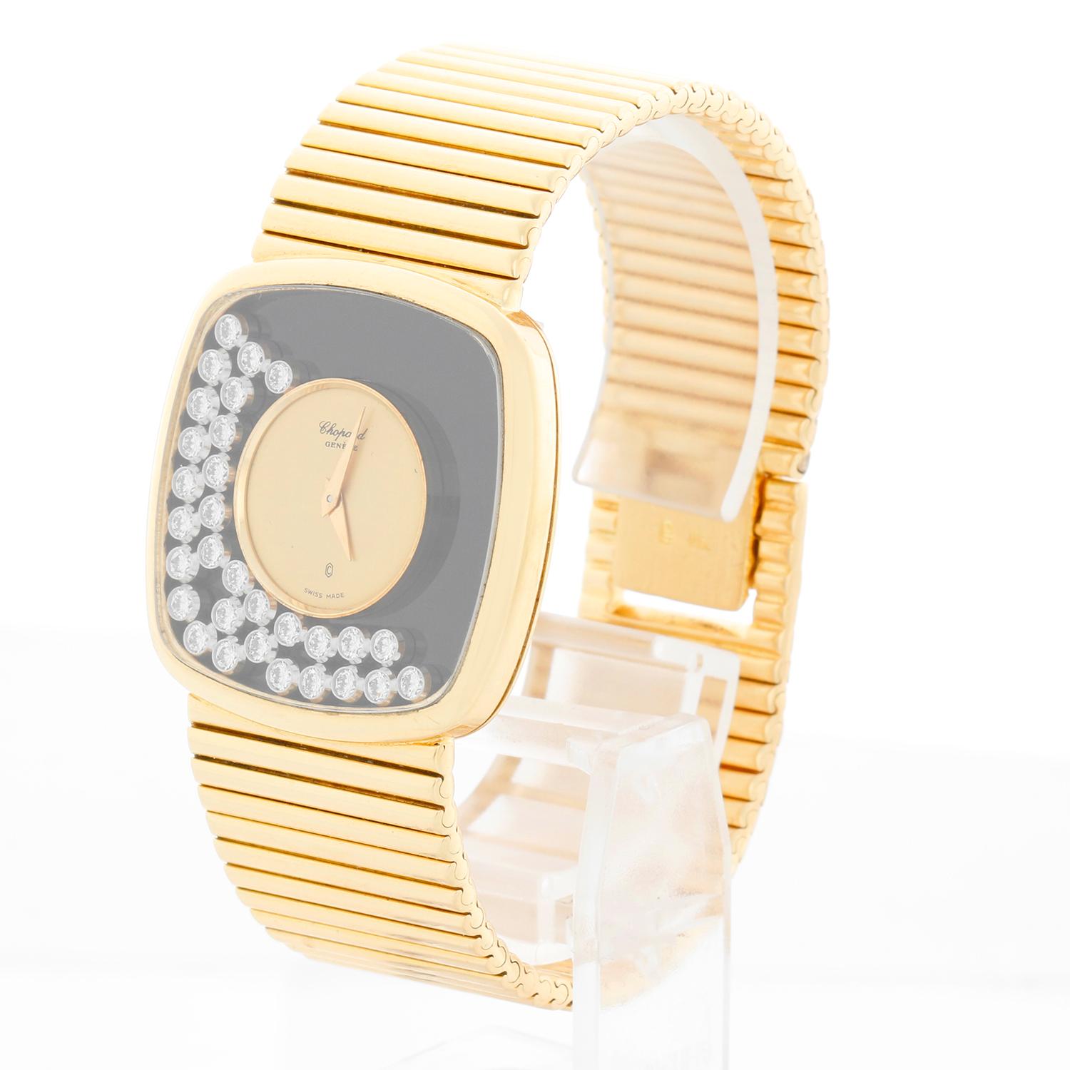 Chopard Happy Diamond Or jaune 18k Onyx noir Ref 2164 Excellent état - En vente à Dallas, TX