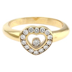 Chopard Happy Diamond Anello con cuore con castone di diamanti in oro giallo 18 carati con certificato