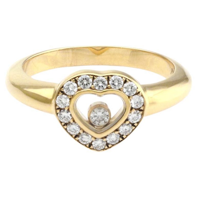 Chopard Happy Diamond 18k Yellow Gold Diamond Bezel Heart Ring w ...