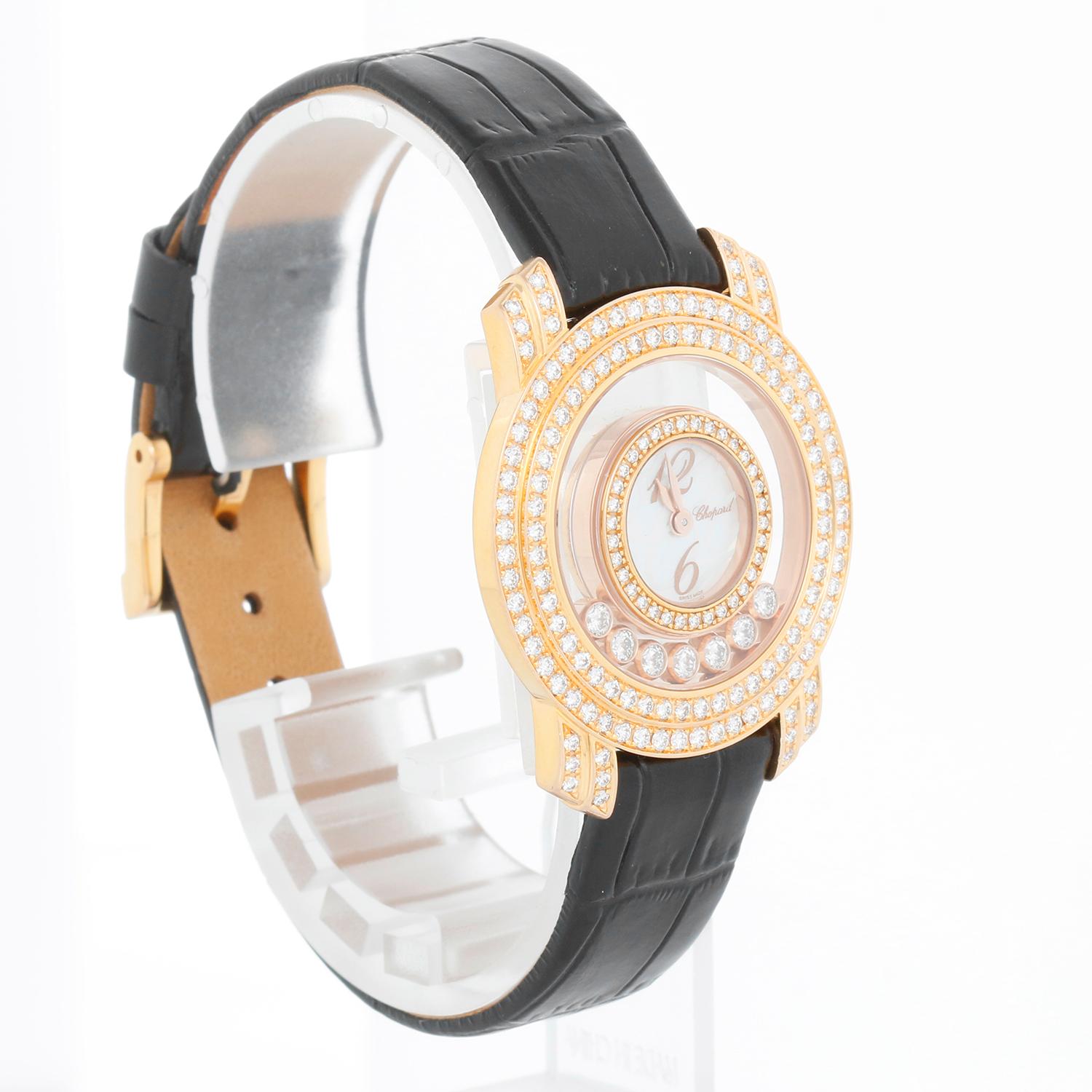 Women's Chopard Happy Diamond 18k Yellow Gold Diamond Set Ref  209245-5001 For Sale
