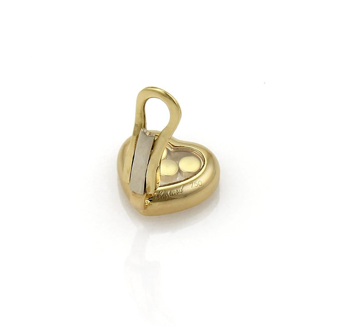 Taille brillant Chopard Boucles d'oreilles Happy Diamond en or jaune 18 carats avec clip en forme de cœur non percé en vente
