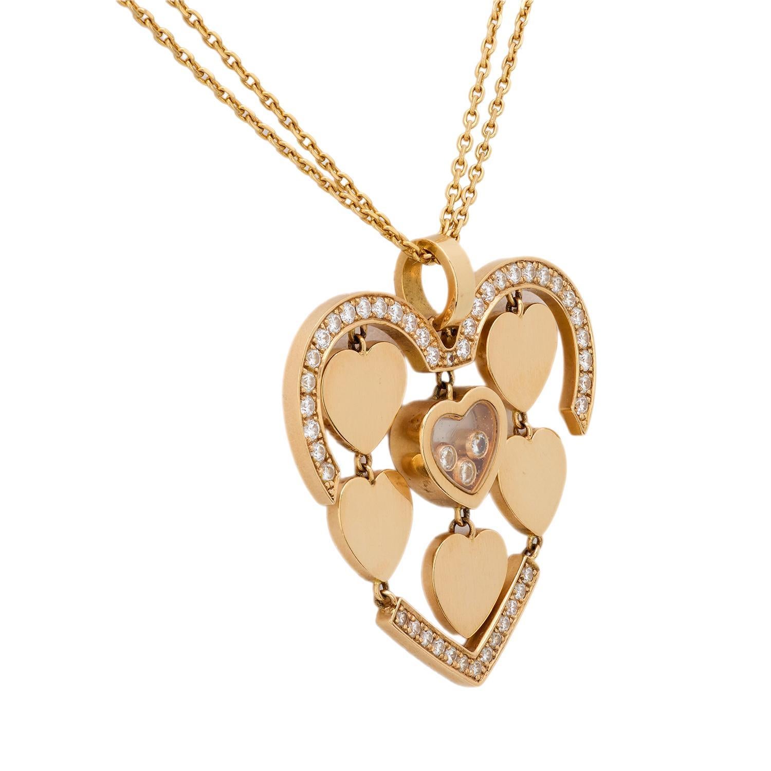 Moderno Chopard collana a cuore con diamante felice in oro giallo 18 carati in vendita