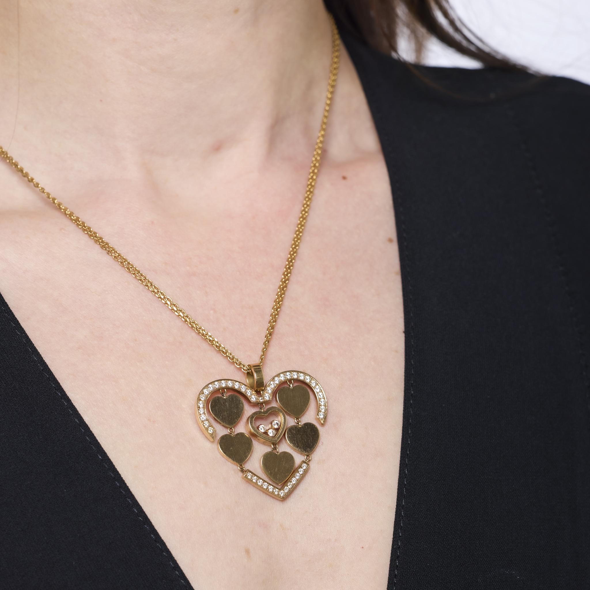Taglio brillante Chopard collana a cuore con diamante felice in oro giallo 18 carati in vendita