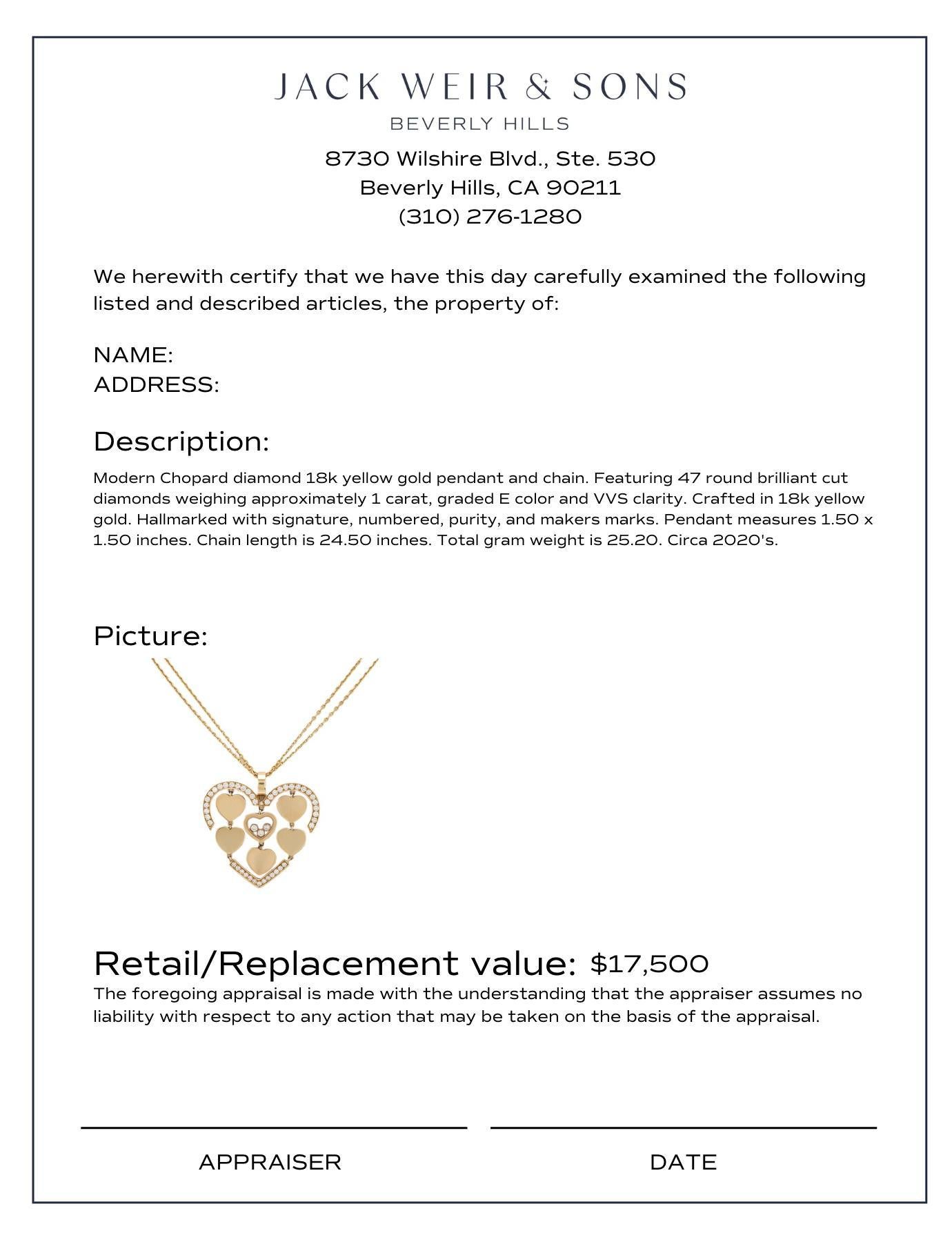 Donna Chopard collana a cuore con diamante felice in oro giallo 18 carati in vendita