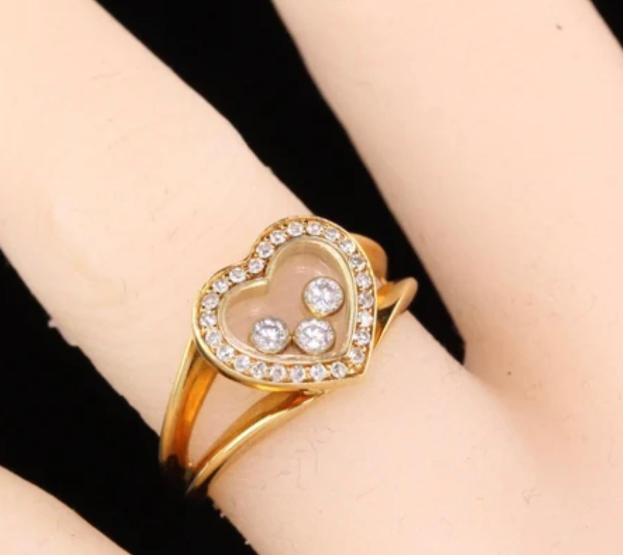 Women's Chopard Happy Diamond 18K Yellow Gold Heart Ring, Estate