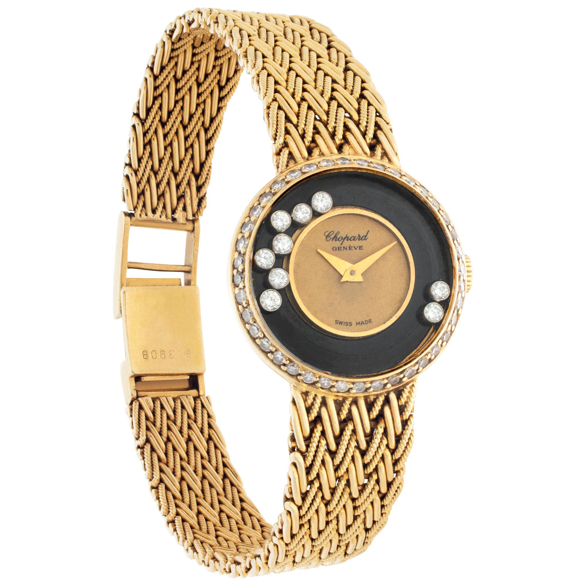 Chopard Happy Diamond 18k Yellow Gold Wristwatch Ref 4045 In Excellent Condition In Surfside, FL