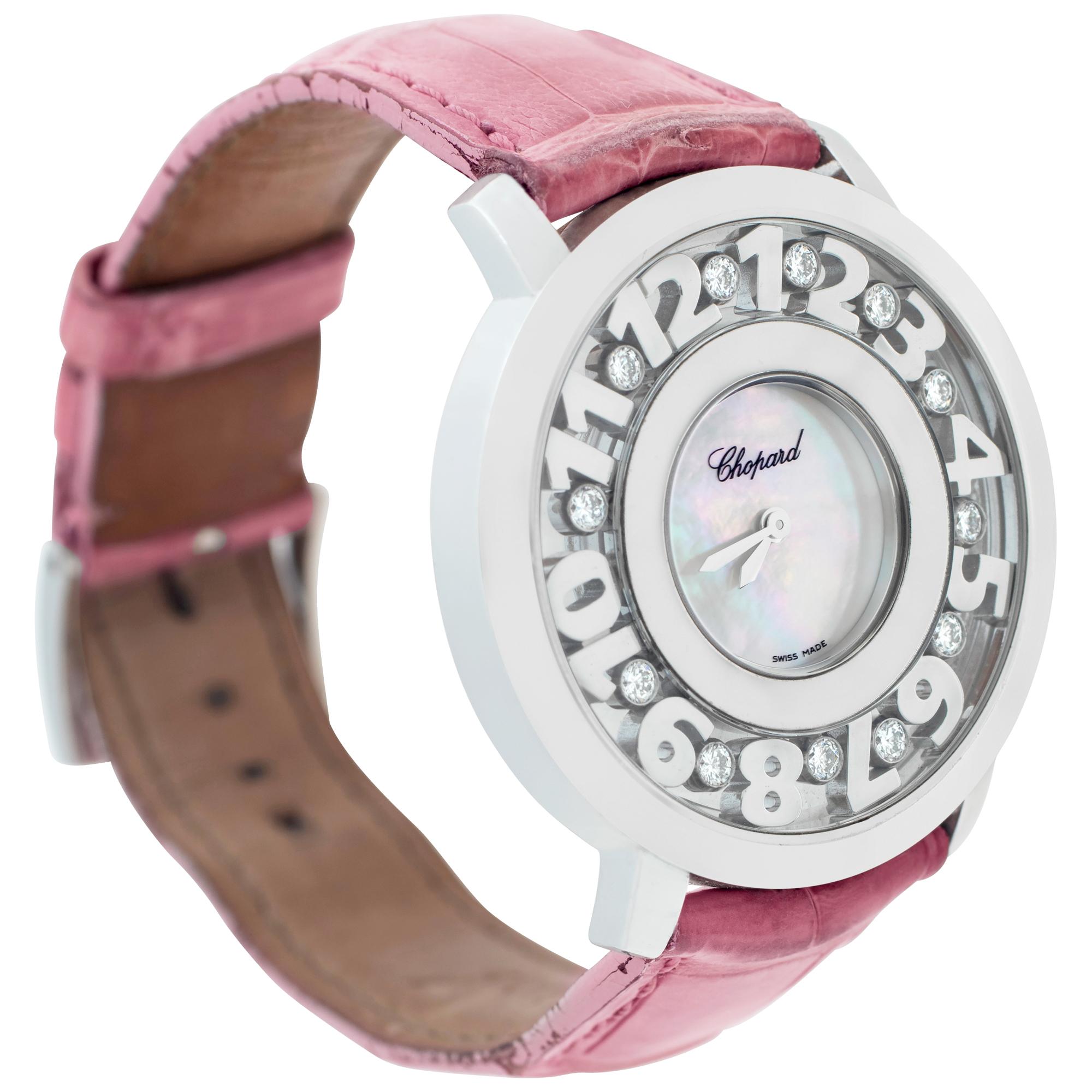 Chopard Happy Diamond 18k White Gold Wristwatch Ref 207233 In Excellent Condition For Sale In Surfside, FL