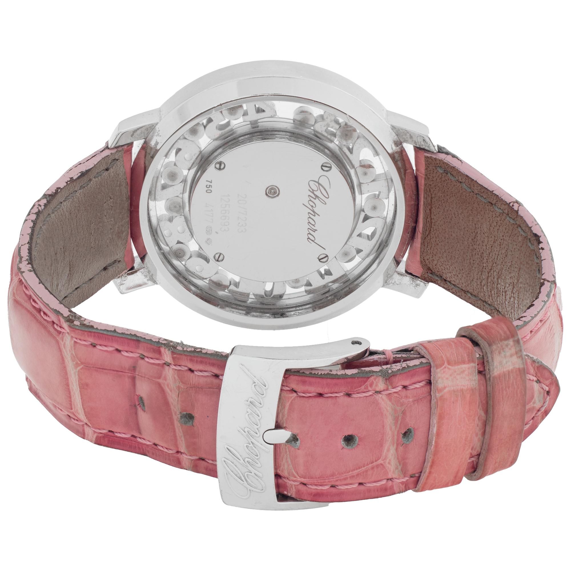 Women's Chopard Happy Diamond 18k White Gold Wristwatch Ref 207233 For Sale