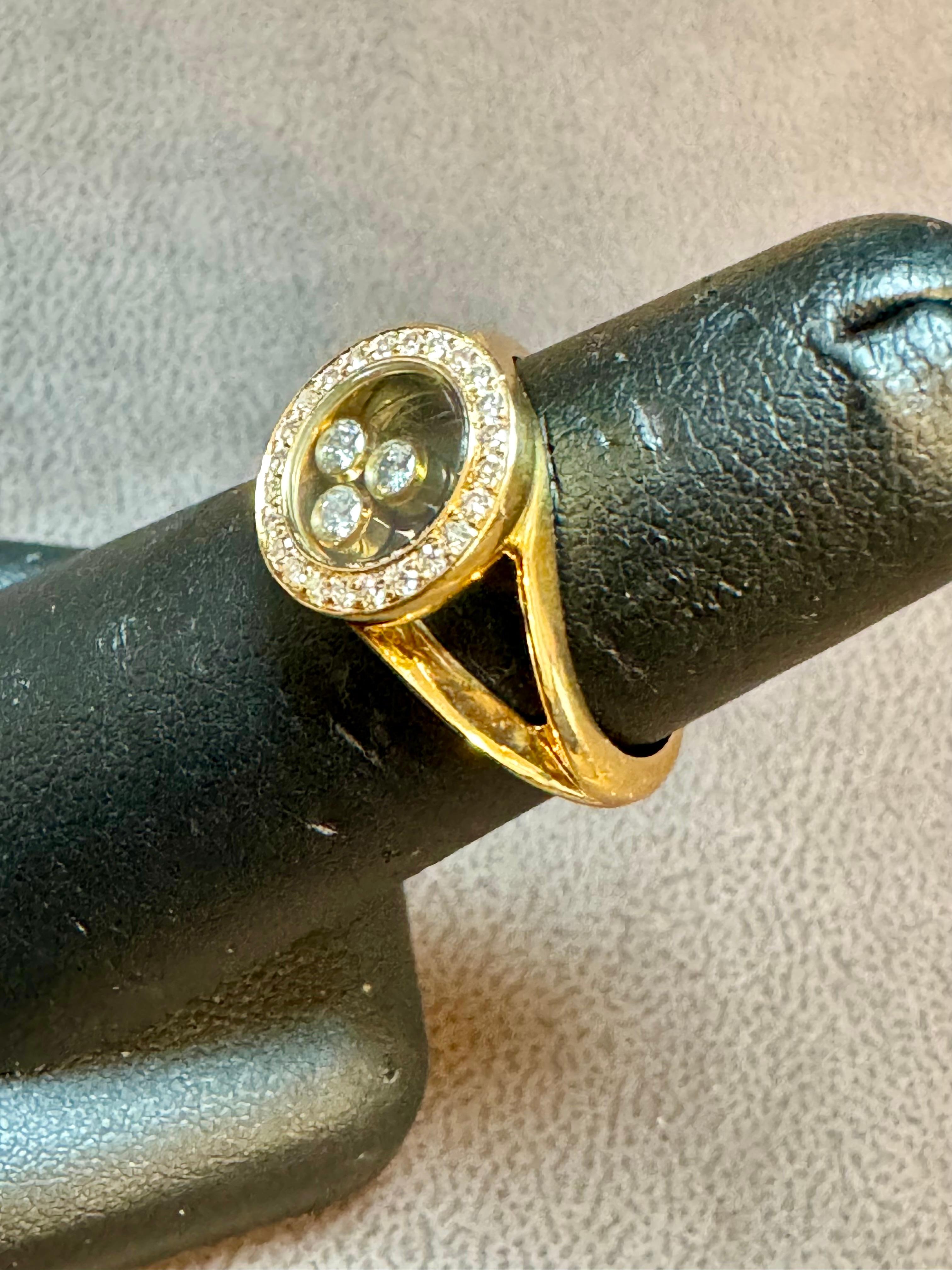 Chopard Happy Diamond 3P Moving Diamond 18k YG Bague en or jaune 5,75 US en vente 5