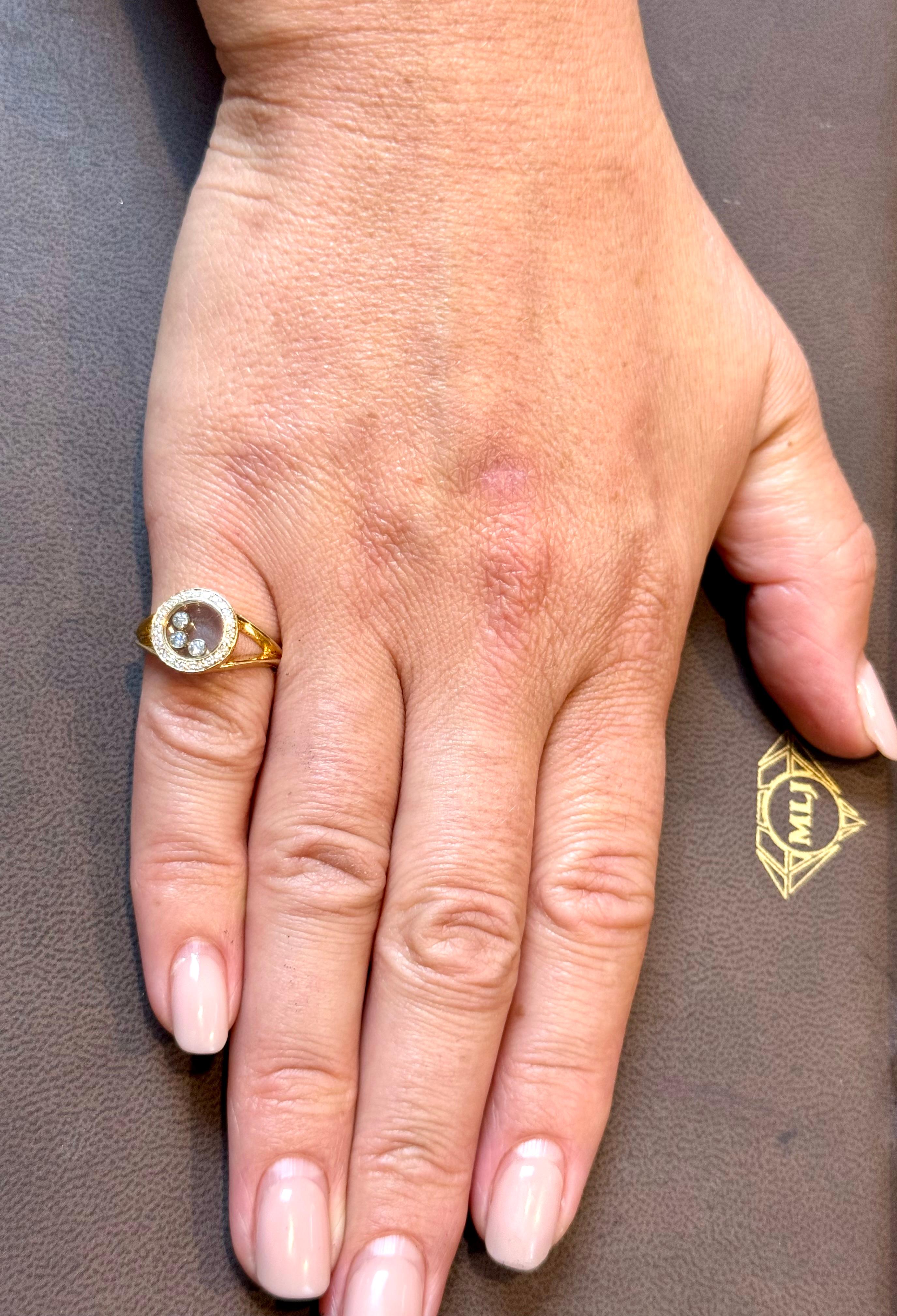 Chopard Happy Diamond 3P Moving Diamond 18k YG Bague en or jaune 5,75 US en vente 6