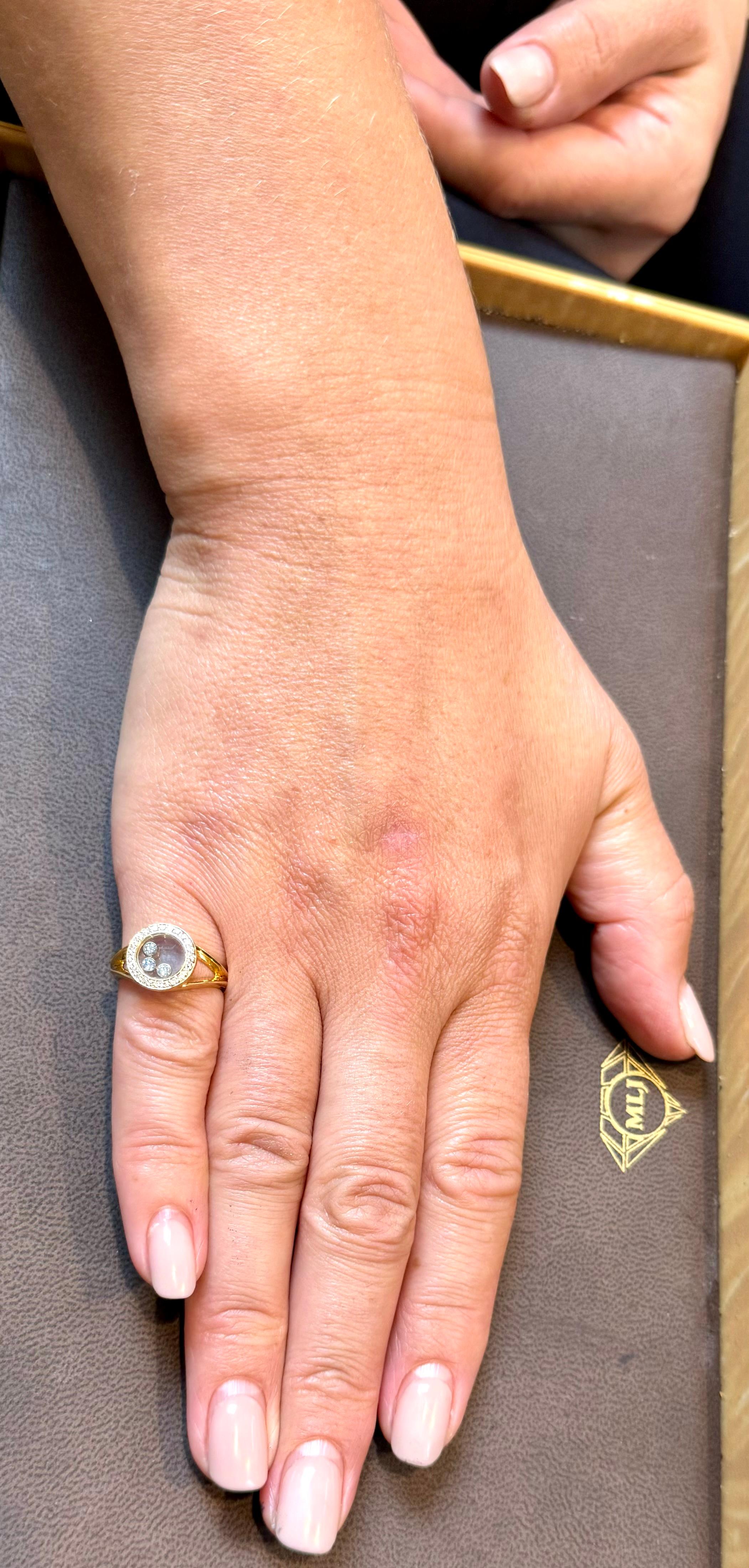 Chopard Happy Diamond 3P Moving Diamond 18k YG Bague en or jaune 5,75 US en vente 7