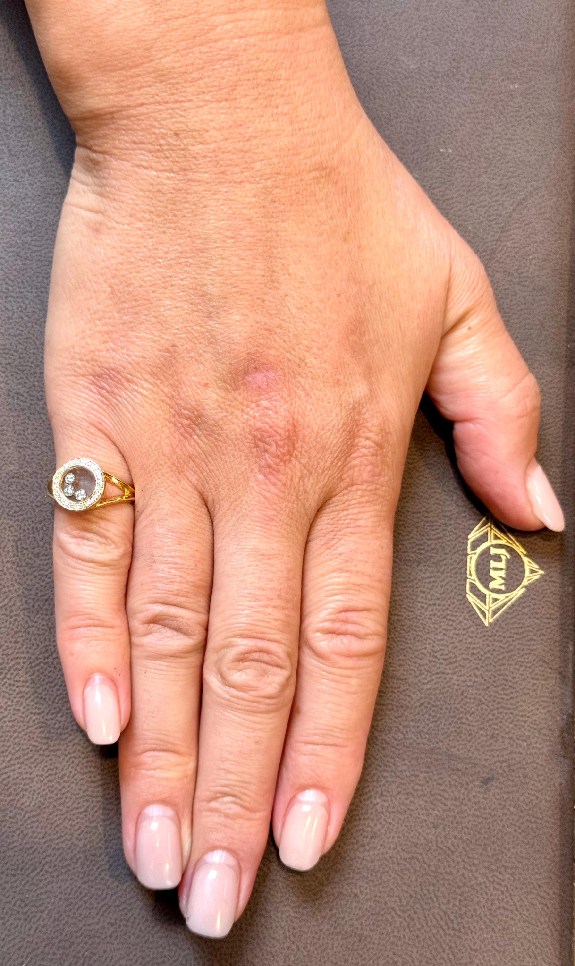 Chopard Happy Diamond 3P Moving Diamond 18k YG Bague en or jaune 5,75 US en vente 8