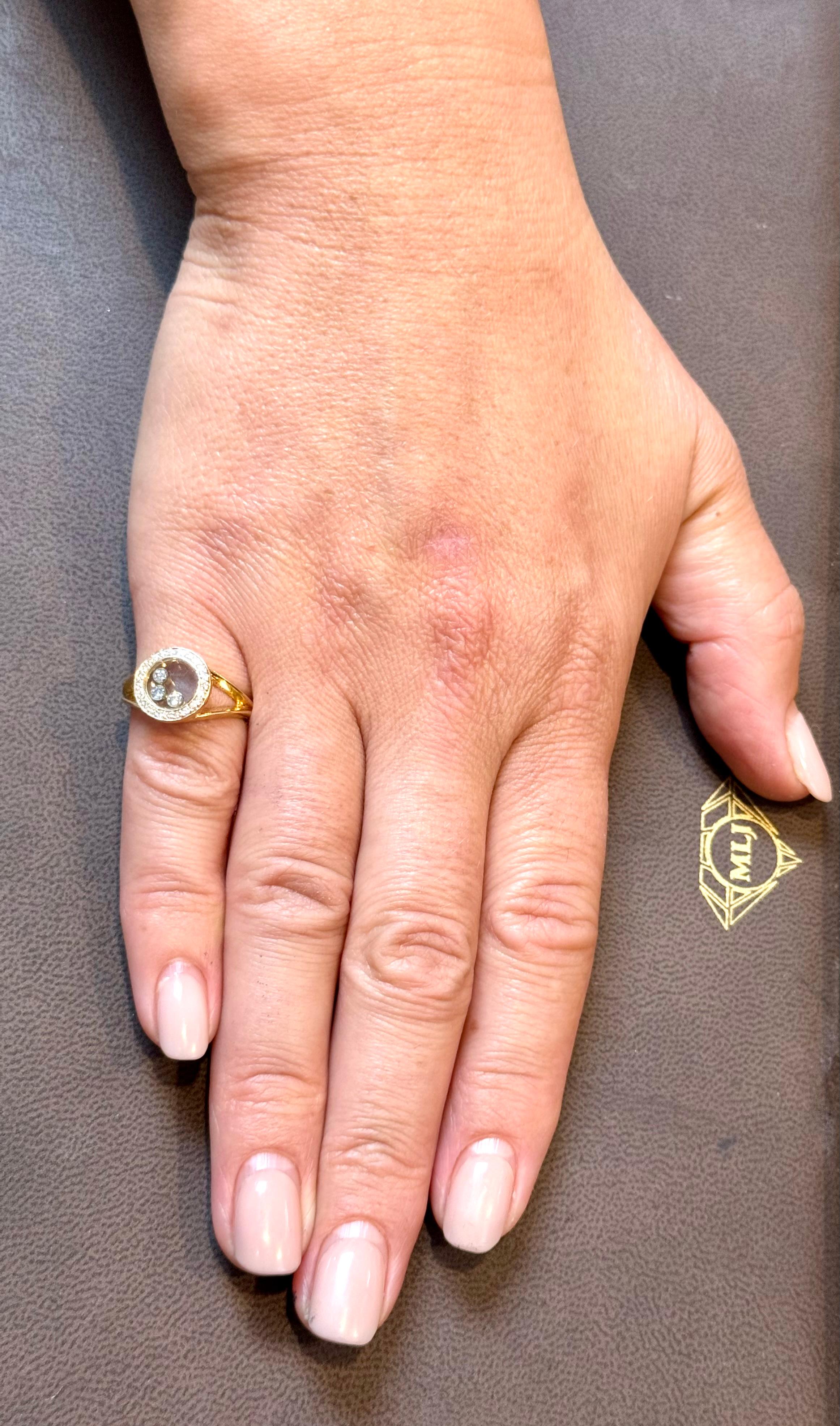 Chopard Happy Diamond 3P Moving Diamond 18k YG Bague en or jaune 5,75 US en vente 9