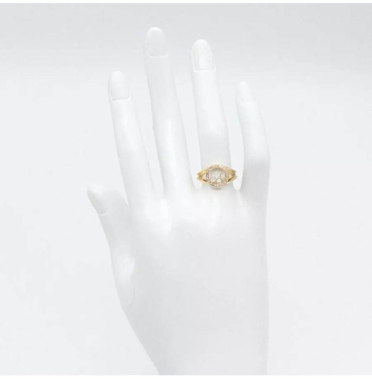Chopard Happy Diamond 3P Moving Diamond 18k YG Bague en or jaune 5,75 US Excellent état - En vente à New York, NY