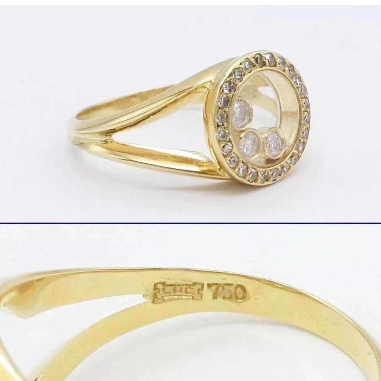 Chopard Happy Diamond 3P Moving Diamond 18k YG Bague en or jaune 5,75 US en vente 2