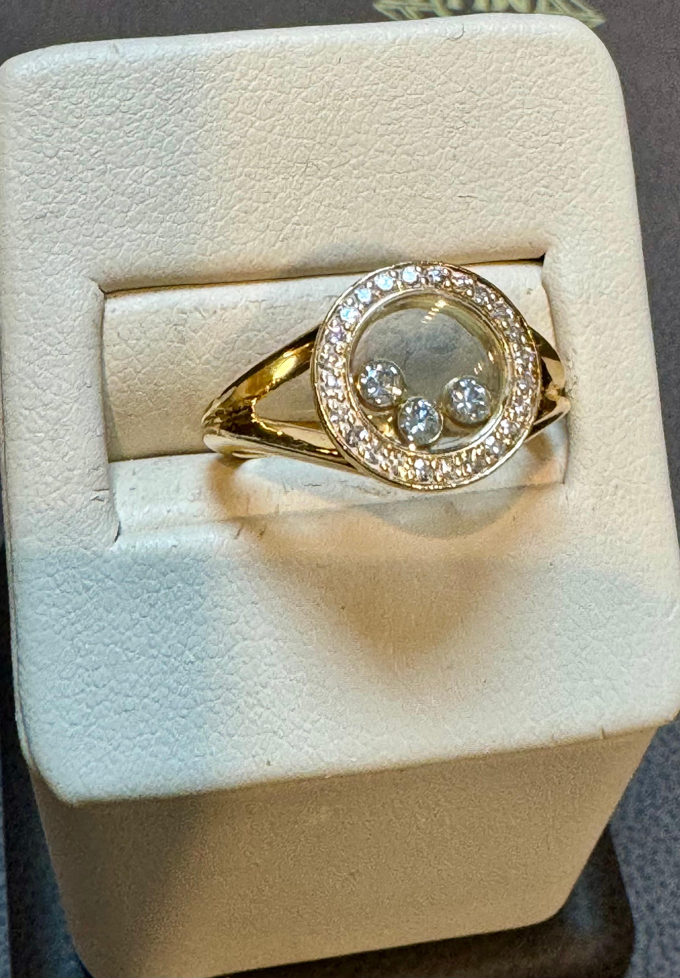 Chopard Happy Diamond 3P Moving Diamond 18k YG Bague en or jaune 5,75 US en vente 3