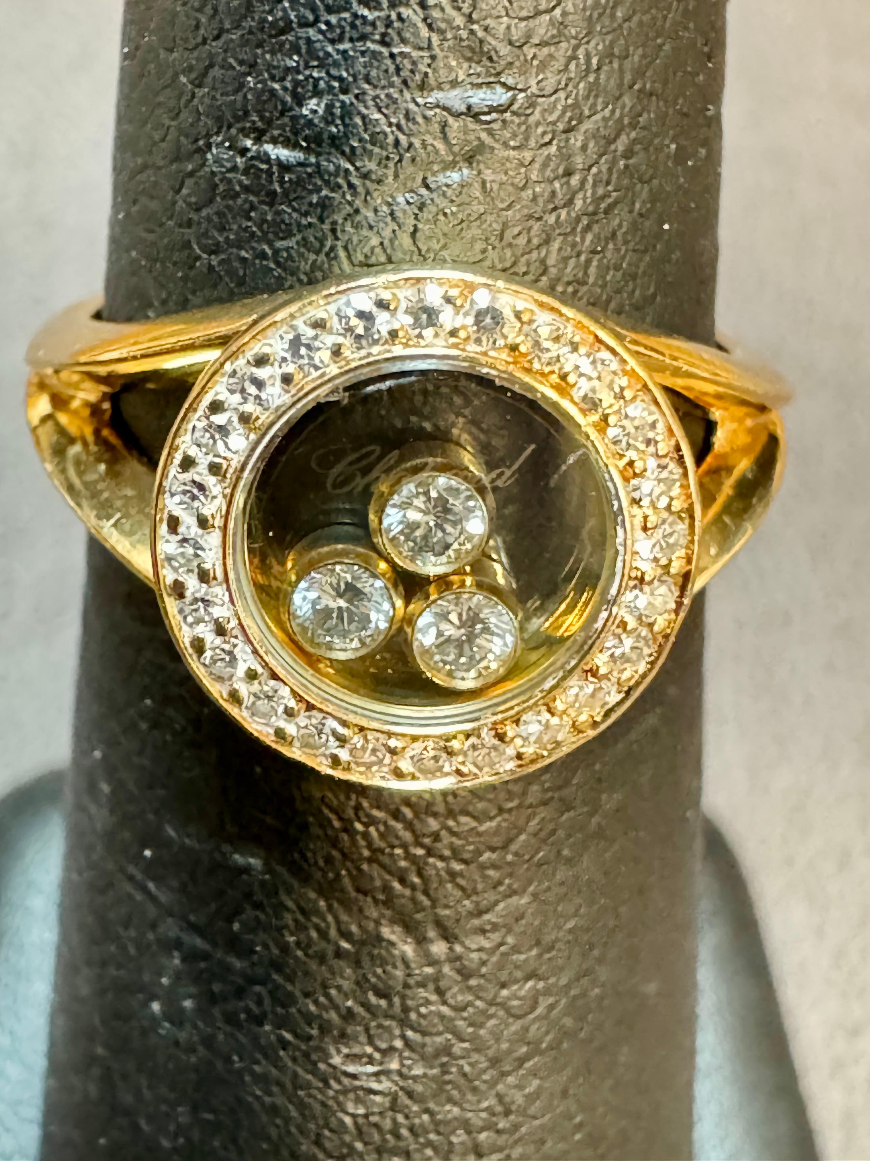 Chopard Happy Diamond 3P Moving Diamond 18k YG Bague en or jaune 5,75 US en vente 4