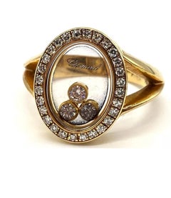 Chopard Happy Diamond 3P Moving Diamond 18k YG Bague en or jaune 5,75 US