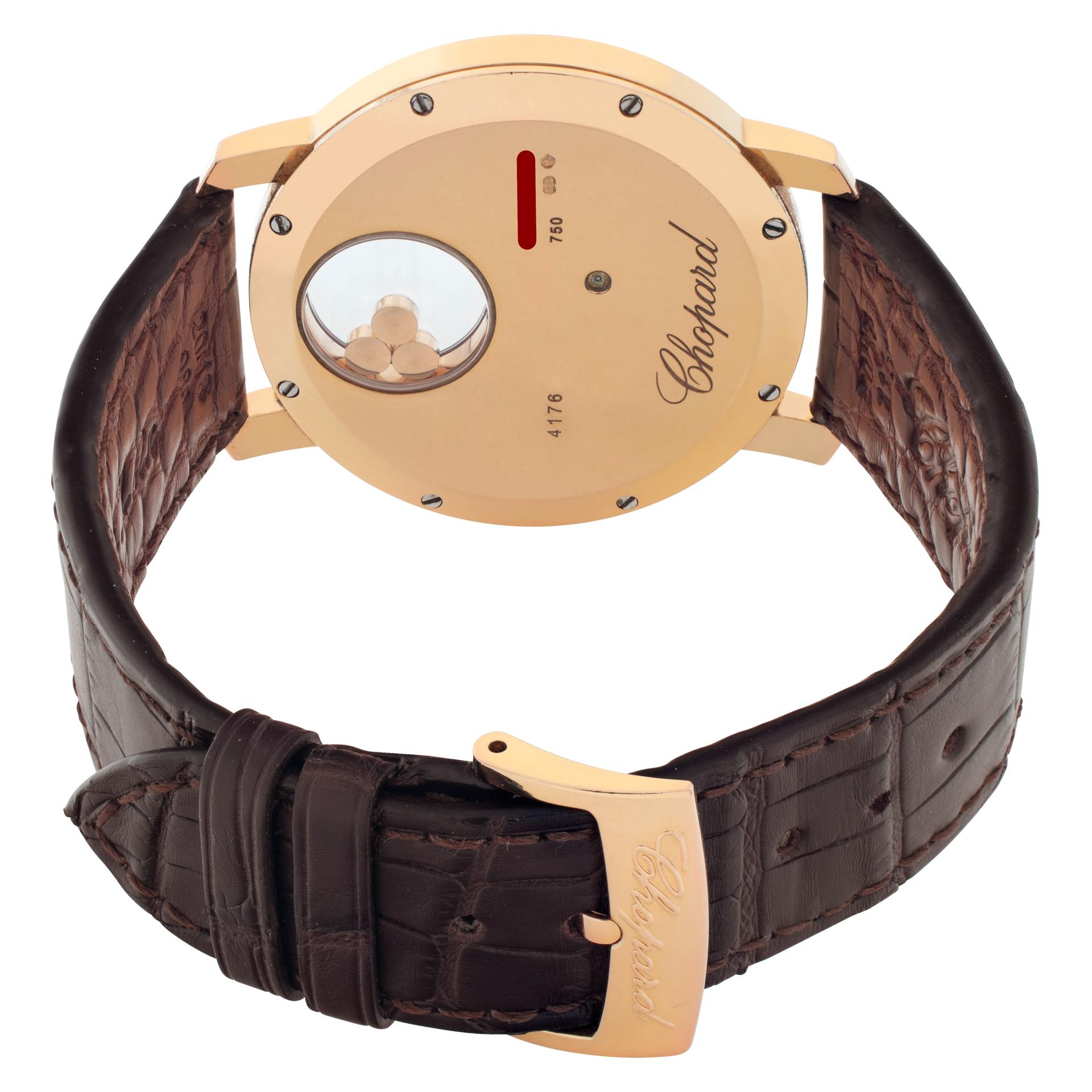 Women's or Men's Chopard Happy Diamond 18k Rose Gold Wristwatch Ref 207469 For Sale