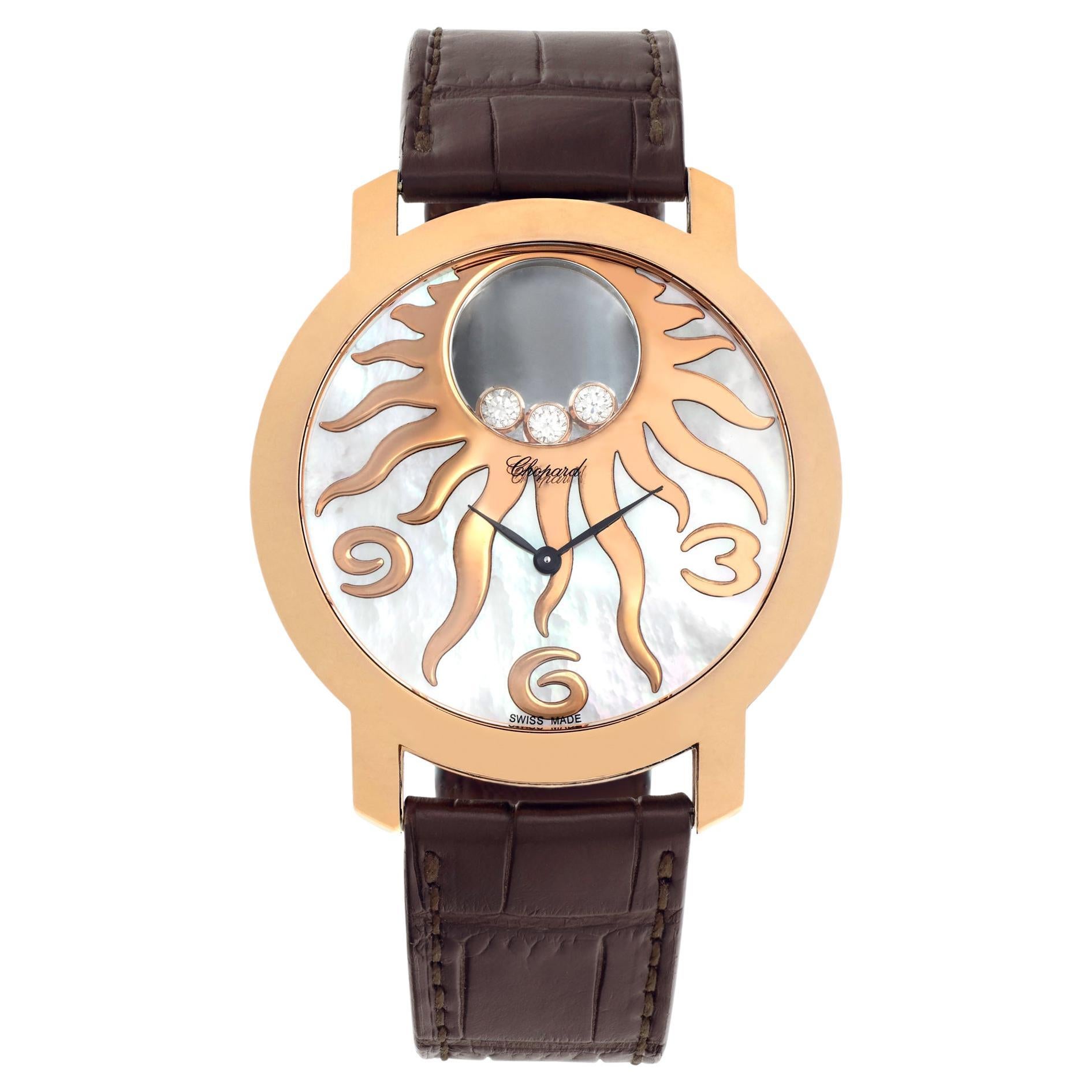 Chopard Happy Diamond 18k Rose Gold Wristwatch Ref 207469 For Sale