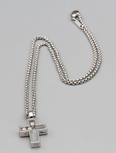 Chopard Happy Diamond and 18 Karat White Gold Cross Pendant Necklace