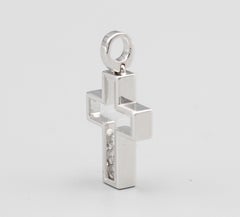 Chopard Happy Diamant und 18 Karat Weißgold Kreuzanhänger mit Kreuzanhänger