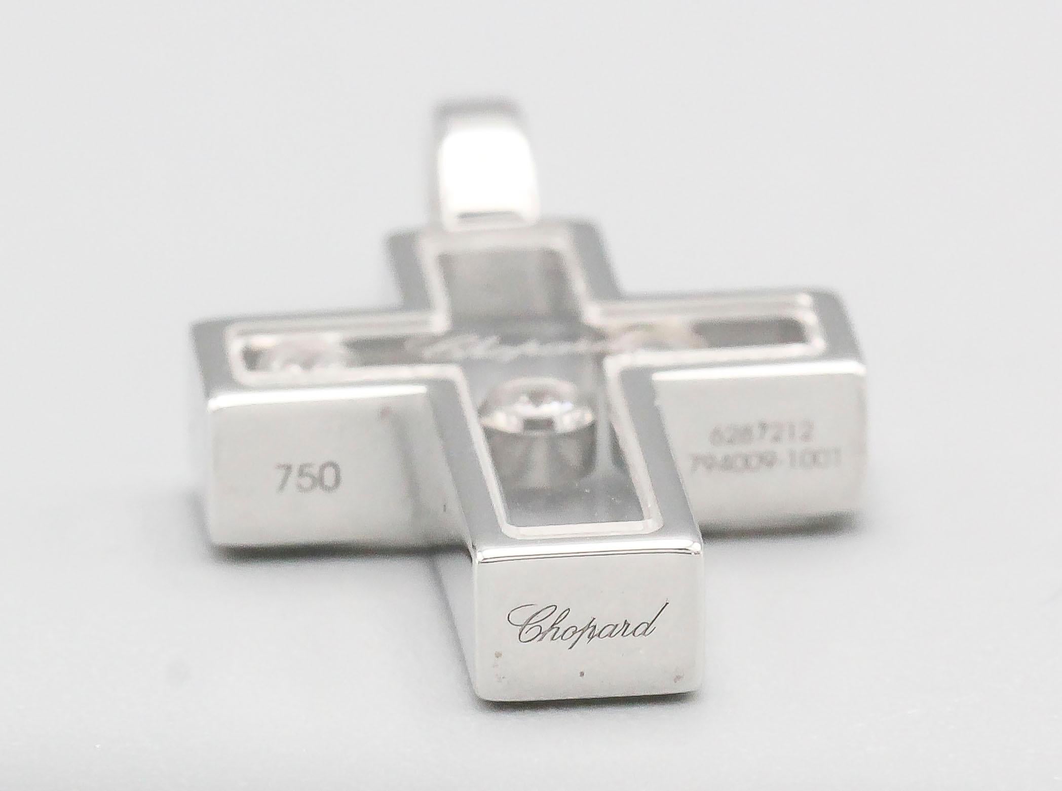 Contemporary Chopard Happy Diamond and 18 Karat White Gold Cross Pendant