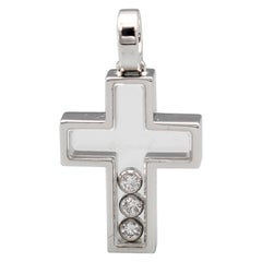 Chopard Happy Diamond and 18 Karat White Gold Cross Pendant