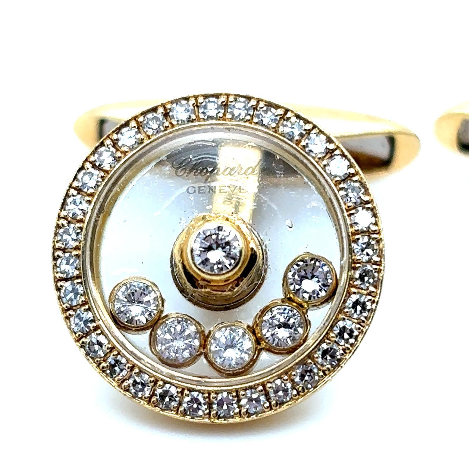 Chopard Happy Diamond Circle 18 Karat Yellow Gold Cufflinks For Sale 4