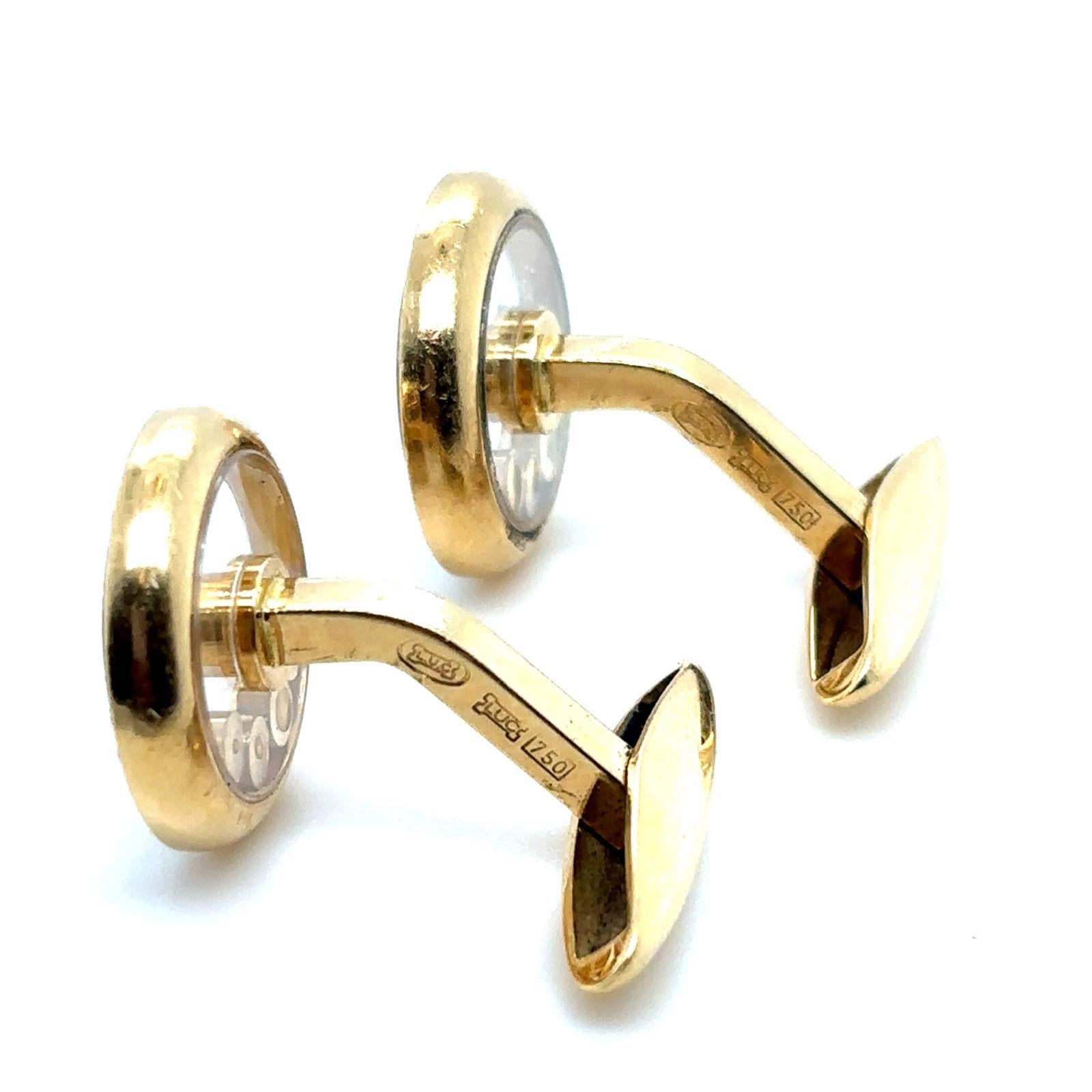 Chopard Happy Diamond Circle 18 Karat Yellow Gold Cufflinks For Sale 1