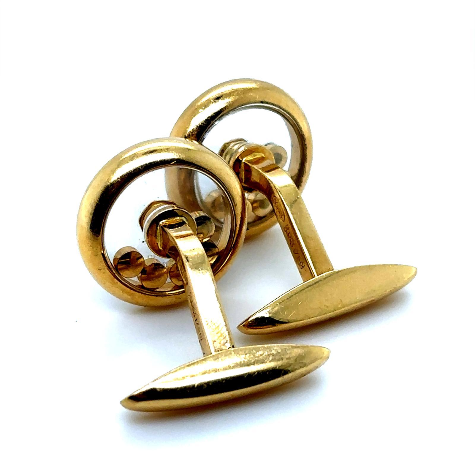 Chopard Happy Diamond Circle 18 Karat Yellow Gold Cufflinks For Sale 2