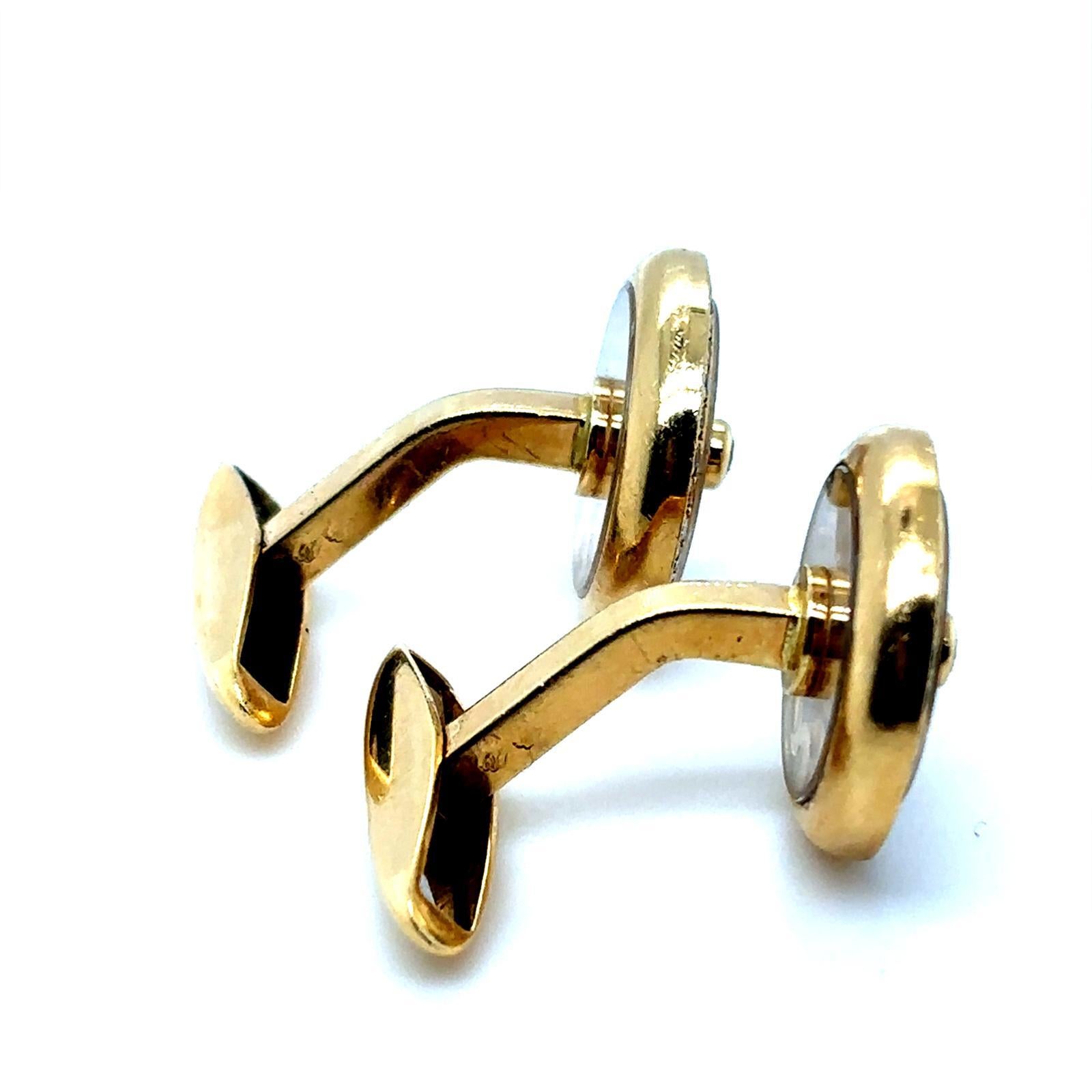 Chopard Happy Diamond Circle 18 Karat Yellow Gold Cufflinks For Sale 3