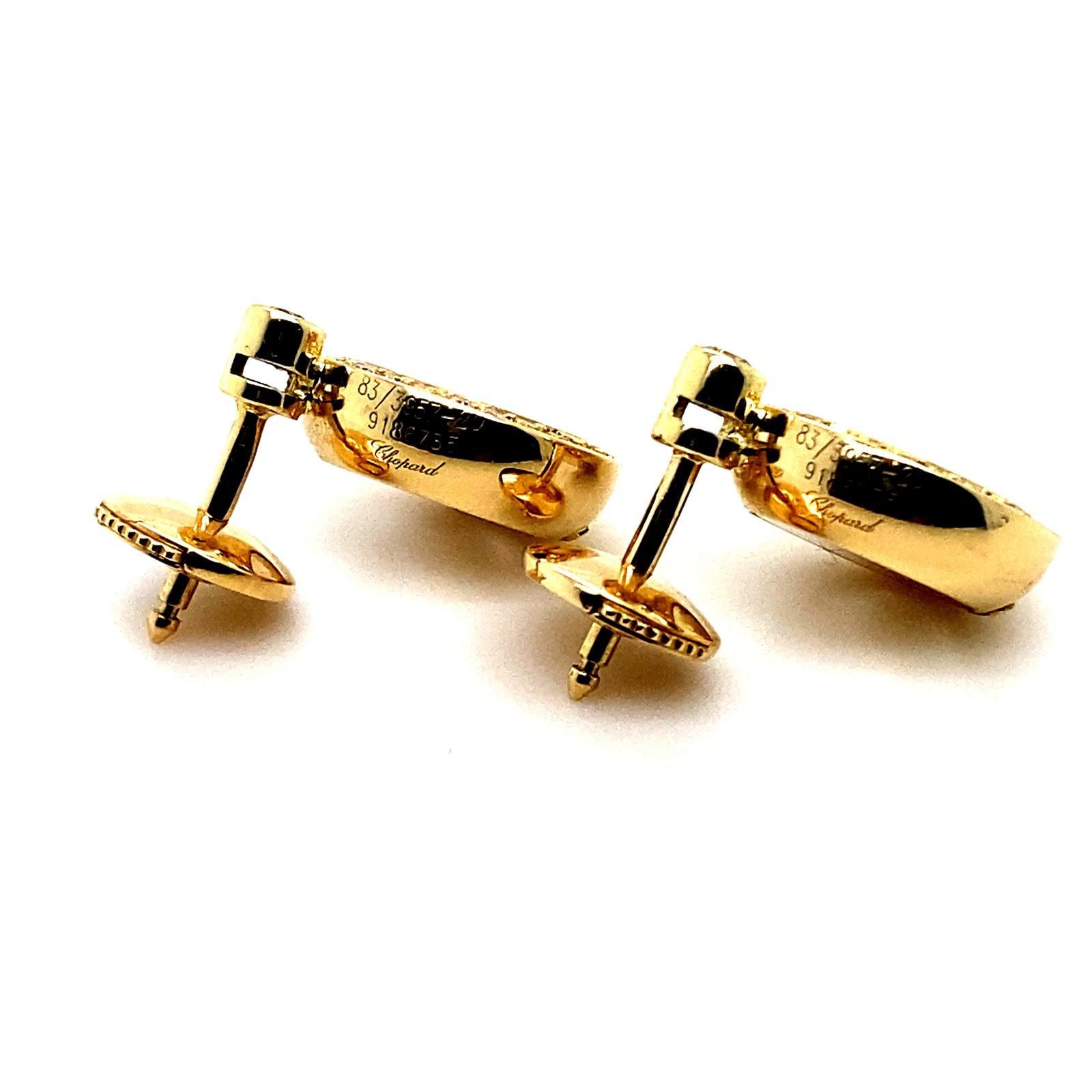 Chopard Happy Diamond Circle 18 Karat Yellow Gold Earrings For Sale 4