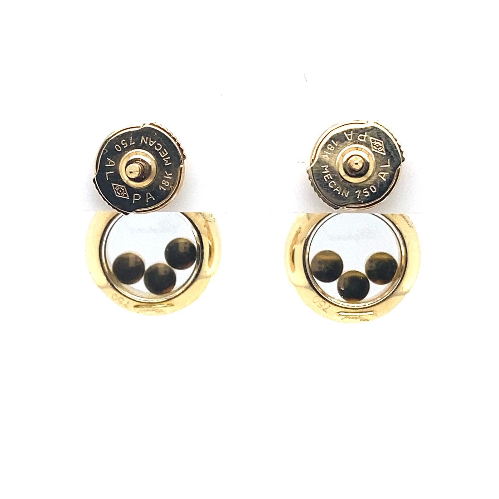 Chopard Happy Diamond Circle 18 Karat Yellow Gold Earrings In Good Condition For Sale In London, GB