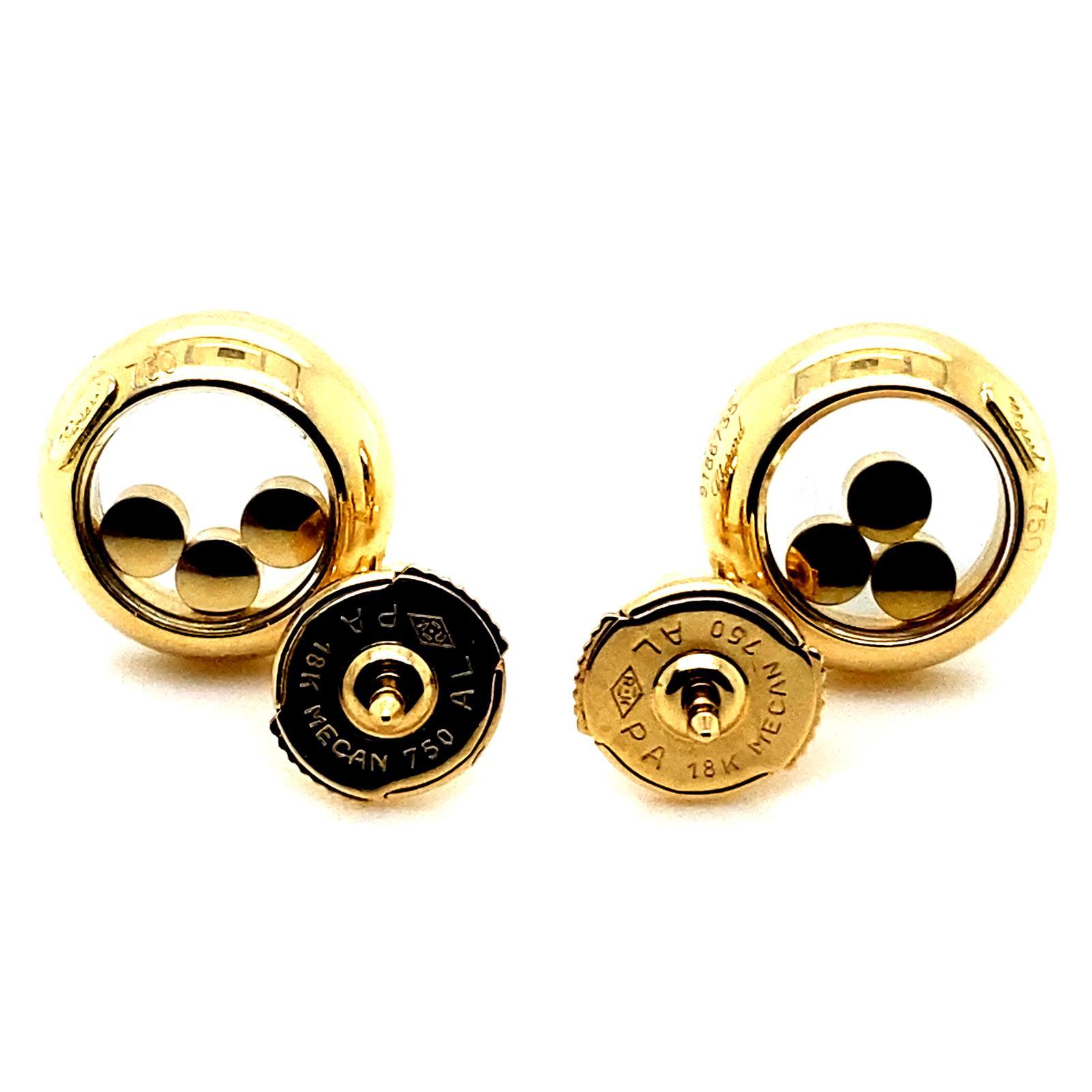 Chopard Happy Diamond Circle 18 Karat Yellow Gold Earrings For Sale 2