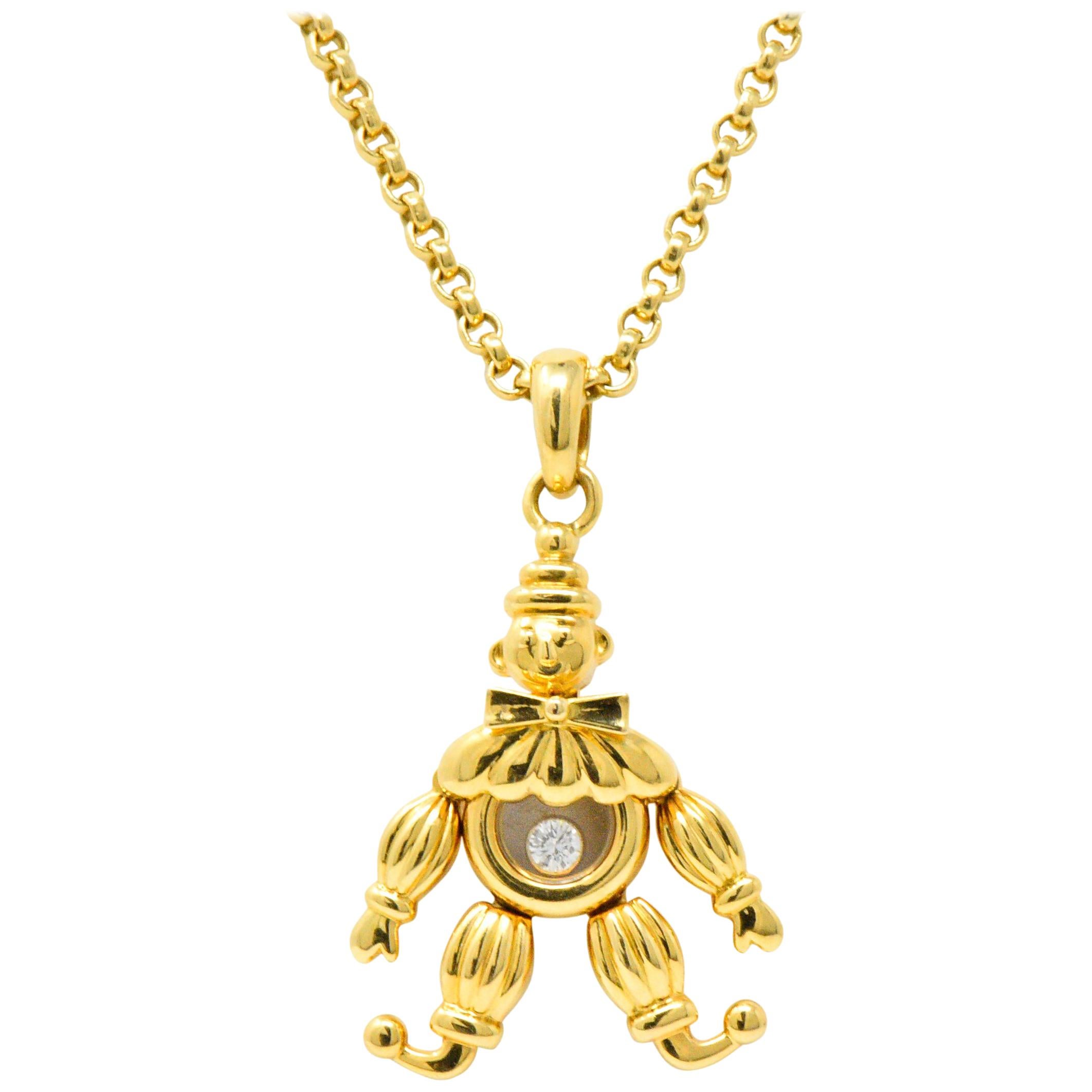 Chopard Happy Diamond Clown 18 Karat Yellow Gold Pendant Necklace