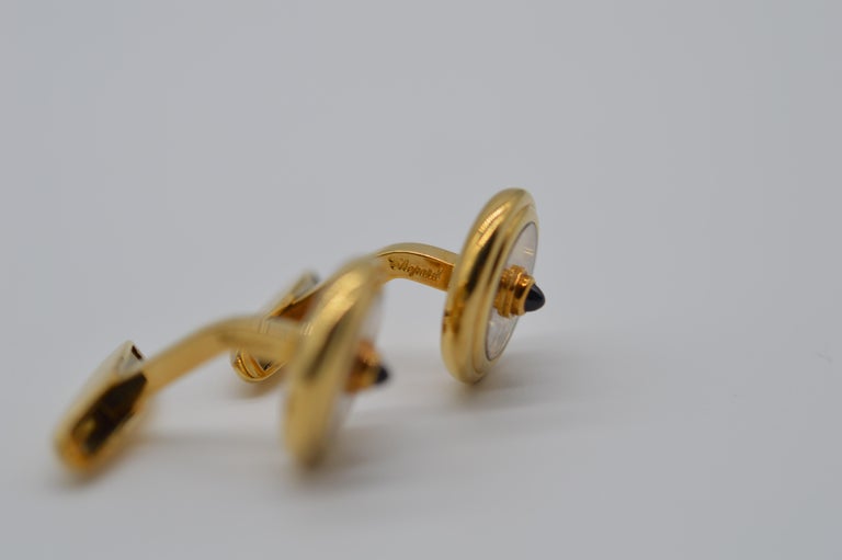 Women's or Men's Chopard Happy Diamond Cufflinks 18K Yellow Gold Unworn For Sale