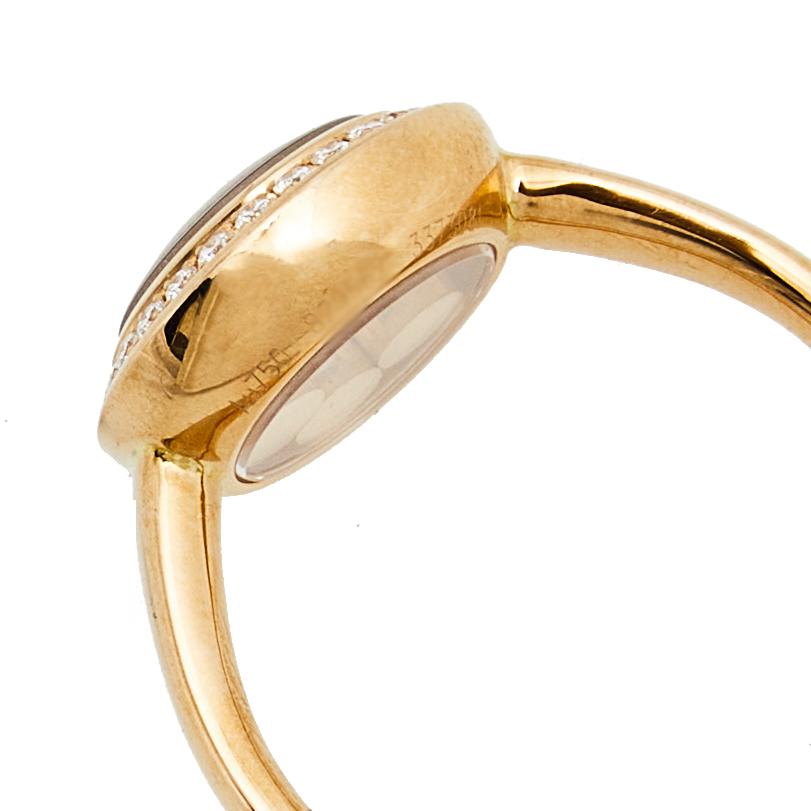 Chopard Happy Diamond Curves 18k Rose Gold Ring Size 52 In Good Condition In Dubai, Al Qouz 2