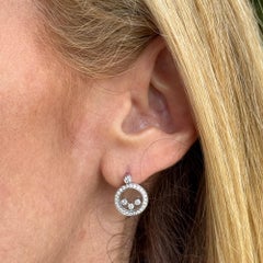 Chopard Happy Diamond Drop Earrings 18 Karat White Gold La Pousette Backs